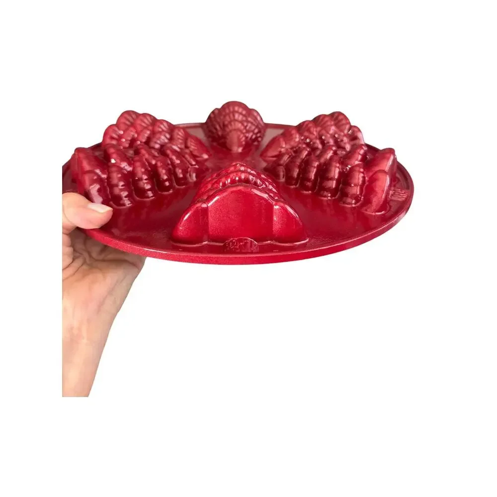 Nordic Ware Evergreen Holiday Tree Cakelet Pan in Red Enamel